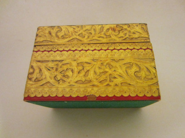 Tribal Mughal Empire Style Figurative Sectional Card Box Inlaid Embossed Gold - Designer Unique Finds 
 - 4