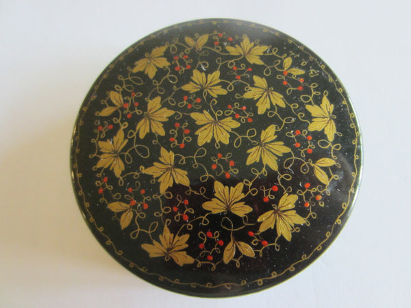Russian Miniature Lacquer Box Signed Painted Gold Berries - Designer Unique Finds 
 - 3