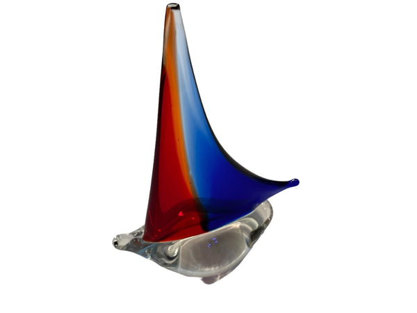 Mid Century Modern Glass Sailboat Paperweight