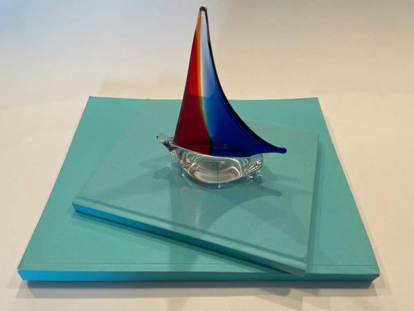 Mid Century Modern Glass Sailboat Paperweight