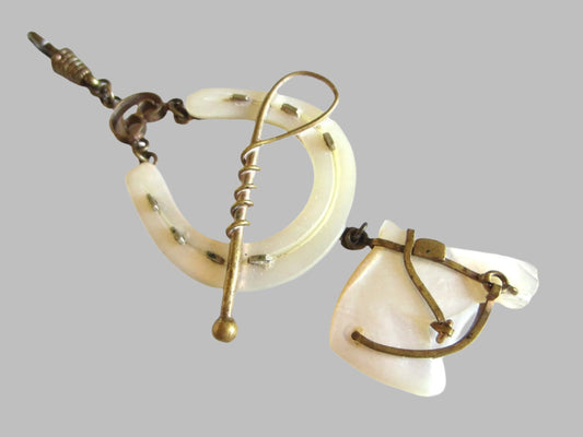 Equestrian Horse Head Horse Shoe Fob Mother Of Pearl  Pendant 