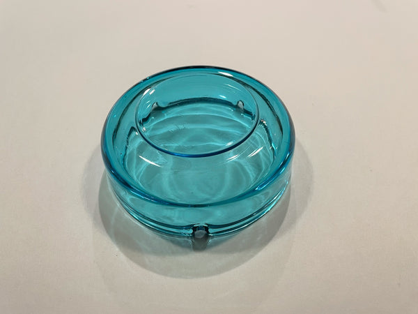 Mid Century Post Modern Blue Round Glass Ashtray