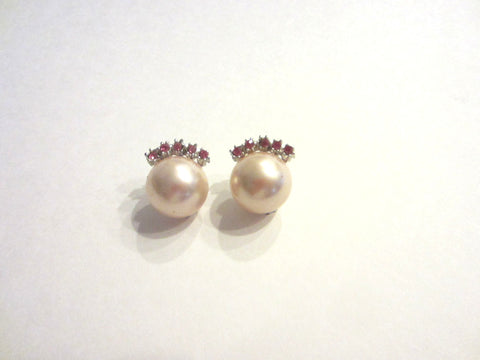  Pearl Pink Crystals Clip On Earrings