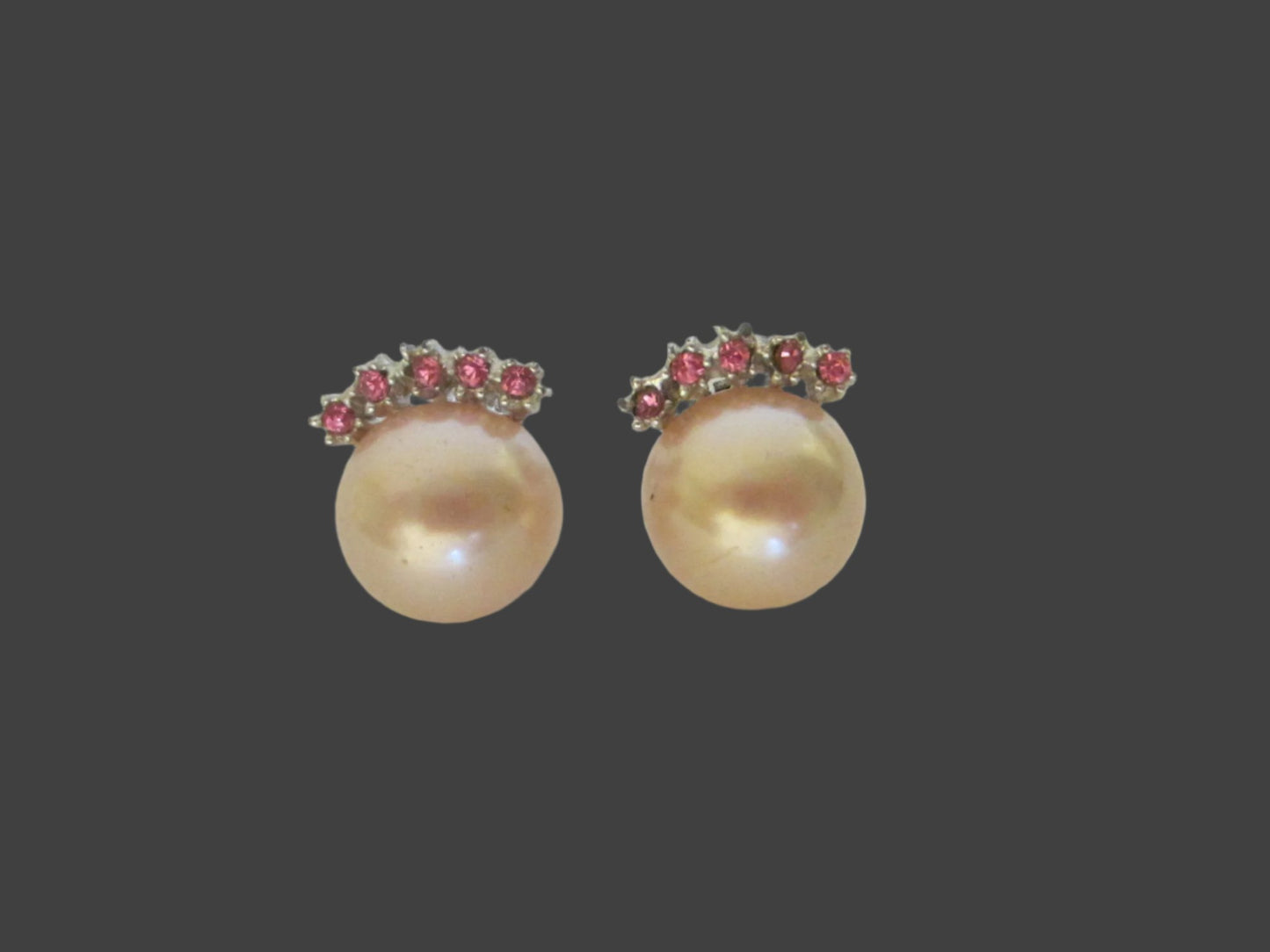 Pearl Pink Crystals Clip On Earrings
