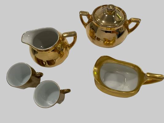 Hall Glo Gold Brief Six Piece Breakfast Set Gold Decorated Marked