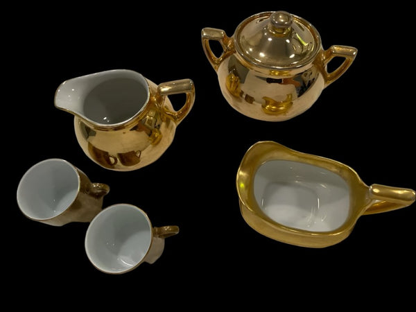 Hall Glo Gold Brief Six Piece Breakfast Set Gold Decorated Marked