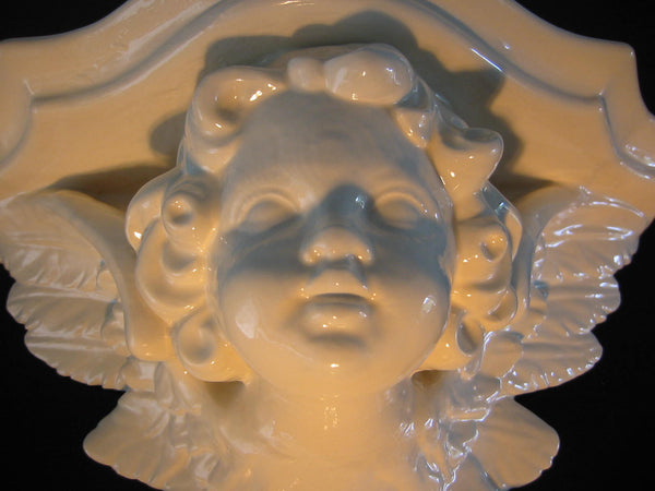 White Ceramic Angel Wall Sconce Made in America