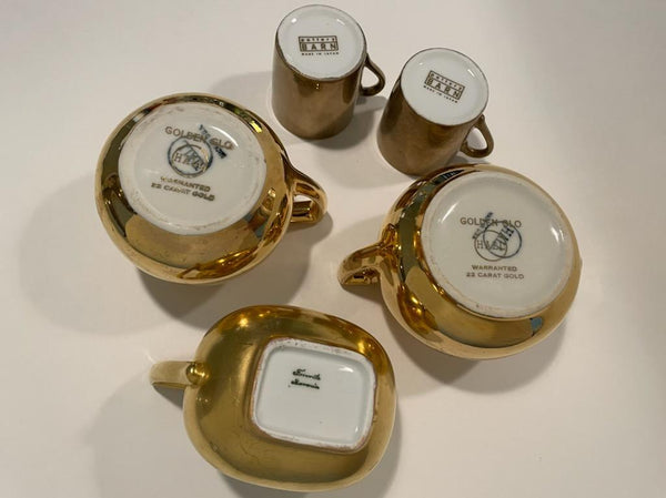 Hall Glo Gold Brief Six Piece Breakfast Set Gold Decorated Marked