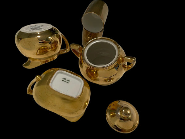 Hall Glo Gold Brief Six Piece Breakfast Set Gold Decorated Marked