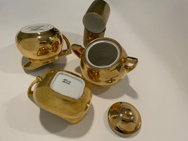 Hall Glo Gold Brief Six Piece Breakfast Set Gold Decorated Marked