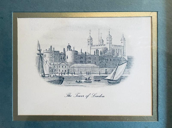Architectural Illustration The Tower of London In Black Print