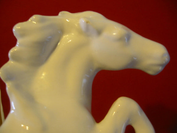 Keiser Attribute Porcelain Equestrian Wild White Running Horse Statue - Designer Unique Finds 