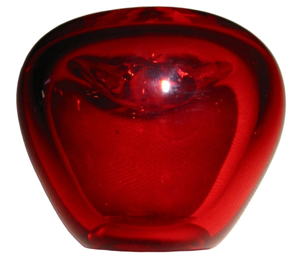 Blenko Style Red Glass Stem Apple Paperweight - Designer Unique Finds 