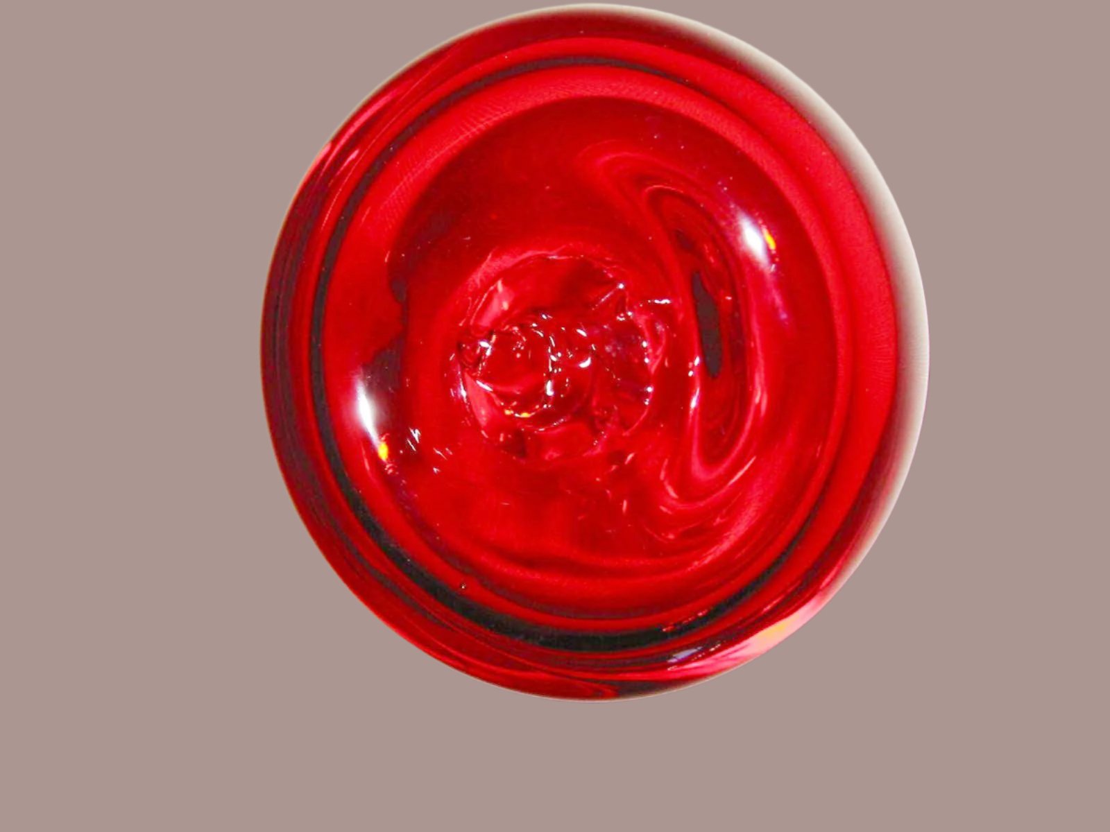 Blenko Style Red Glass Stem Apple Paperweight - Designer Unique Finds 