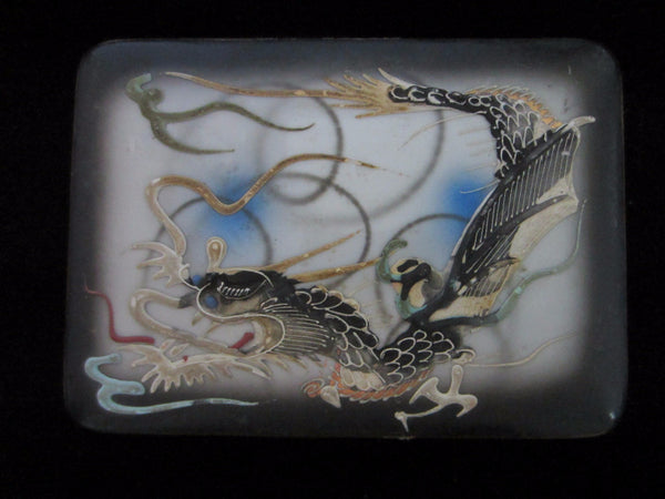 Asian Dragon Ware Covered Rectangular Porcelain Hand Painted Box