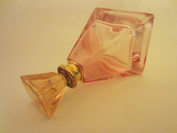 Italian Apothecary Pink Glass Mid Century Decanter Triangle Perfume Bottle