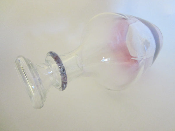 French Pink Rose Apothecary Glass Decanter Marked France