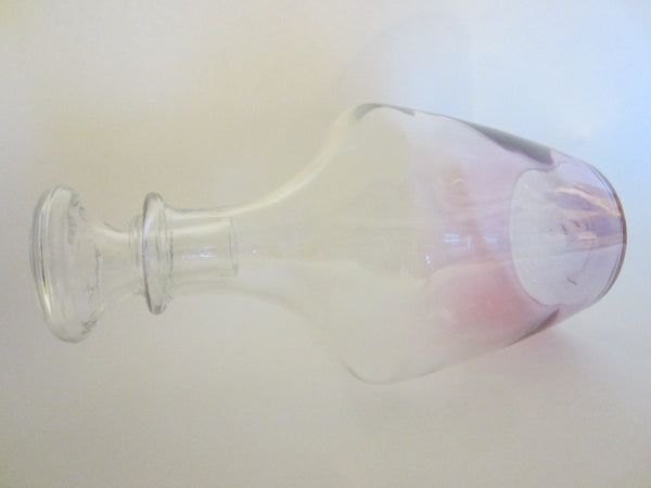 French Pink Rose Apothecary Glass Decanter Marked France