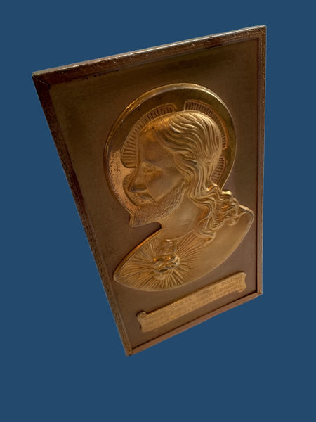 Bronze Plaque Scripted Religious Ormolu Portrait