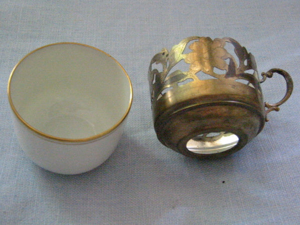 Collectible Richard Ginori Italian Porcelain Brass Cup Saucer - Designer Unique Finds 
 - 3