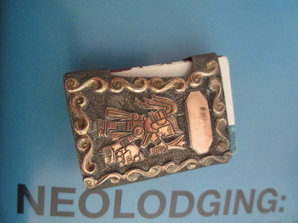 Colonial Style Bronze Match Box Holder Figurative Sundial Design