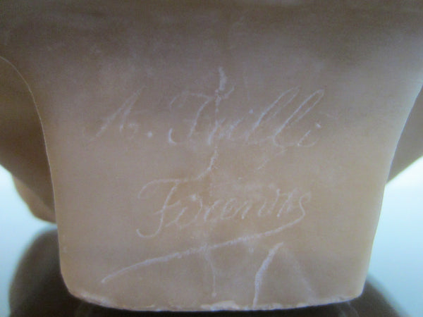 Antonio Frilli Firenze Alabaster Signed Portrait Bust On Deco Marble Stand