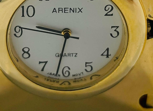 Arenix Miniature Briefcase Clock Folding Brass Photo Frame Japan Movement