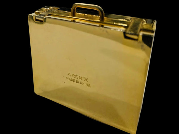 Arenix Miniature Briefcase Clock Folding Brass Photo Frame Japan Movement