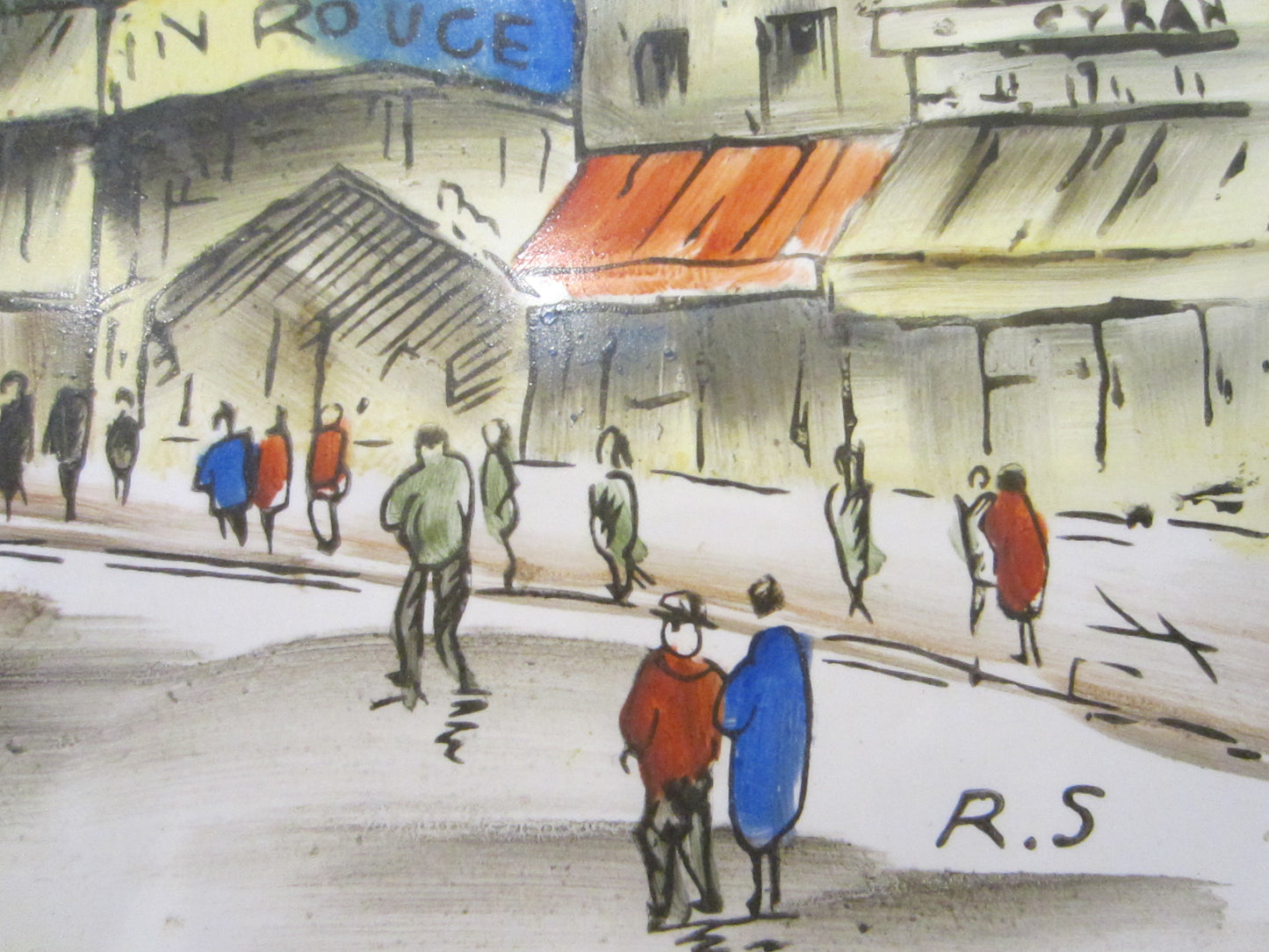 Paris City View Monumental Hand Painted Monogrammed Square Tile