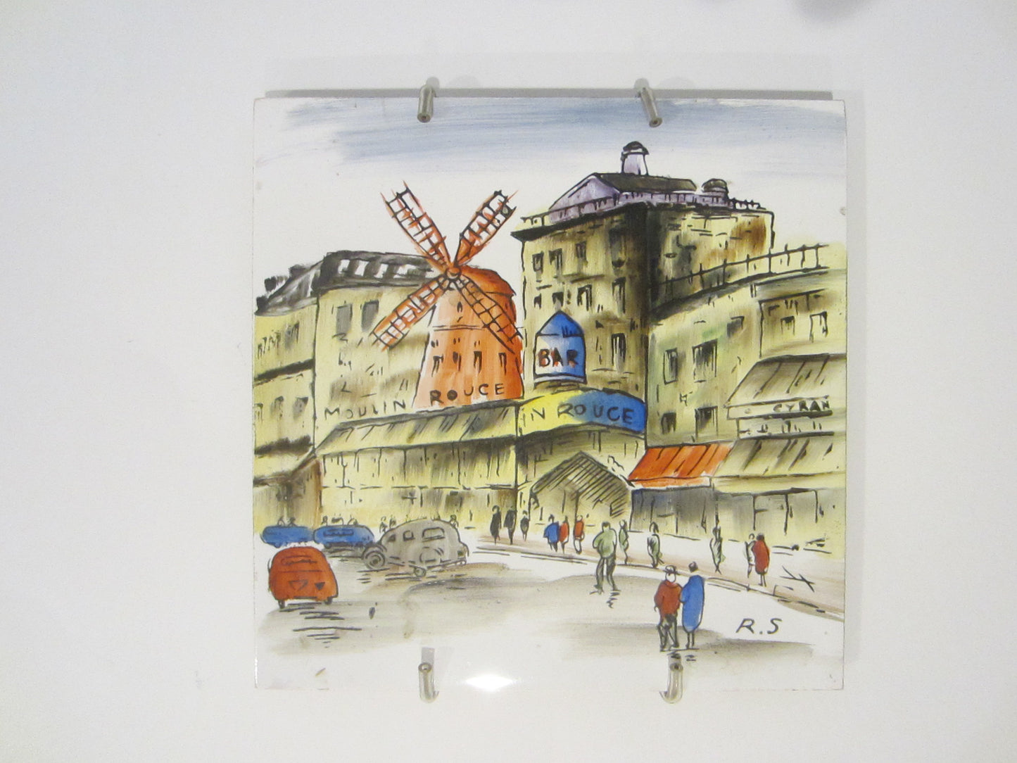 Paris City View Monumental Hand Painted Monogrammed Square Tile