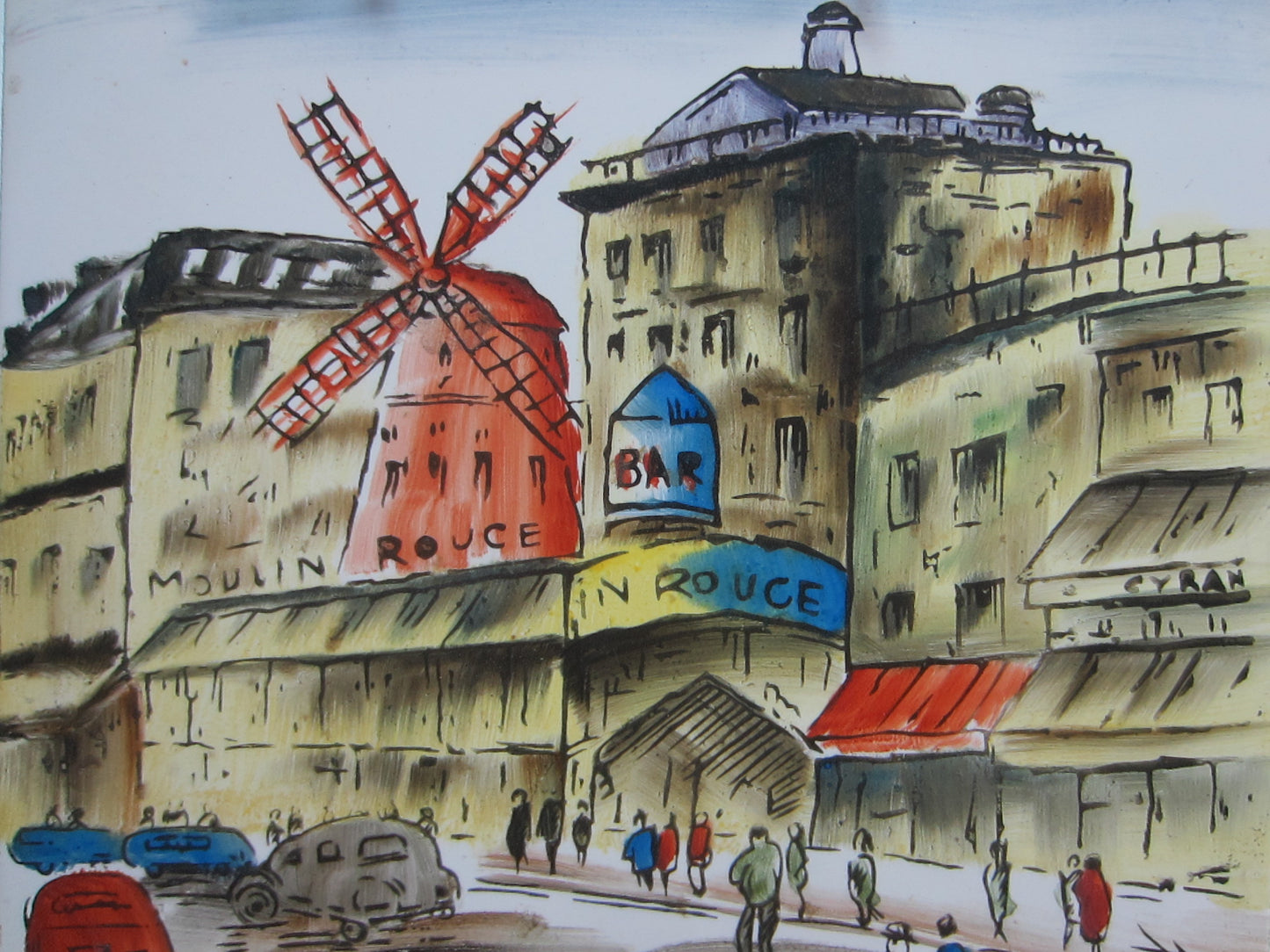 Paris City View Monumental Hand Painted Monogrammed Square Tile