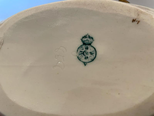 Royal Worcester Antique Bisque Floral Head Vase Gilt Handle Marked Numbered