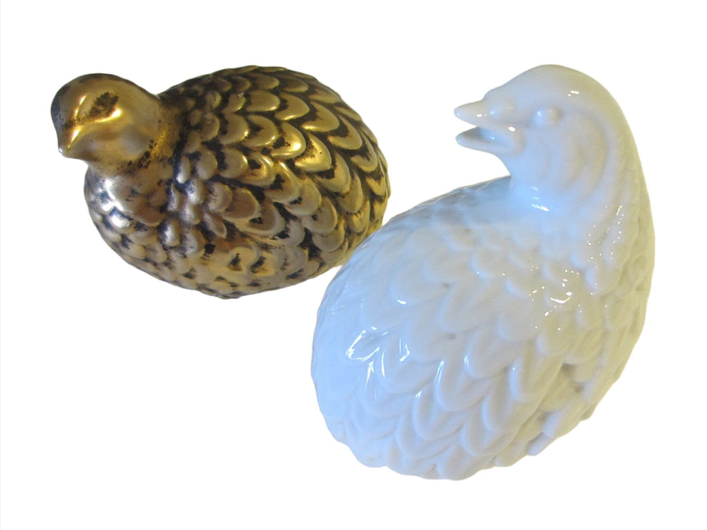 E Pierce Ceramic Quails Mid Century White Golden Birds - Designer Unique Finds 
 - 3