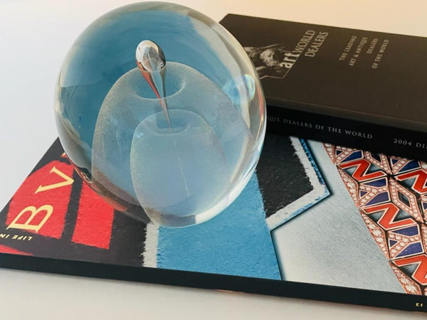 Glass Paperweight Infused Shimmer Signed Dated Copyrighted 