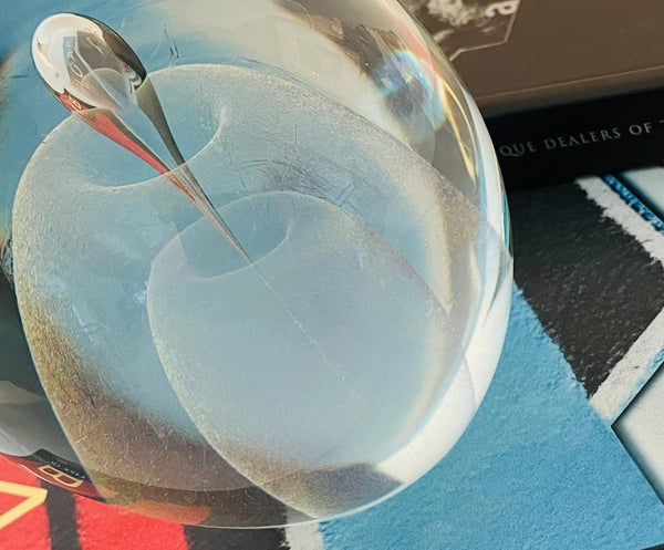 Glass Paperweight Infused Shimmer Signed Dated Copyrighted
