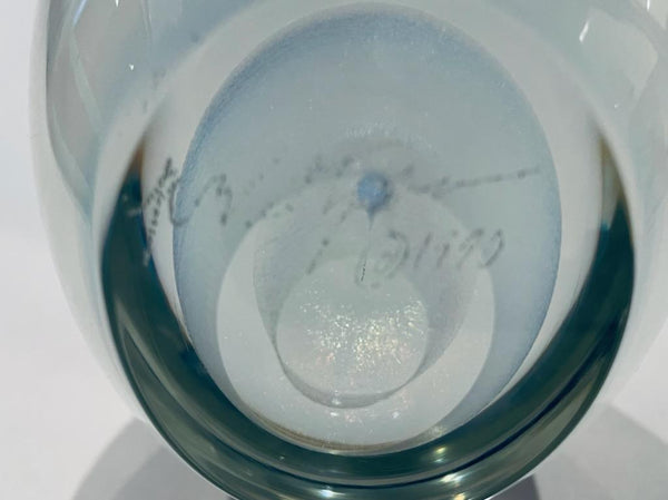 Glass Paperweight Infused Shimmer Signed Dated Copyrighted