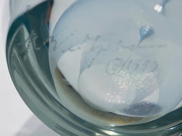 Glass Paperweight Infused Shimmer Signed Dated Copyrighted