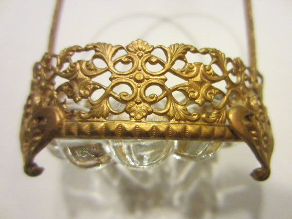 Ormolu Pierced Brass Basket Crystal Bowl Insert - Designer Unique Finds 
 - 5