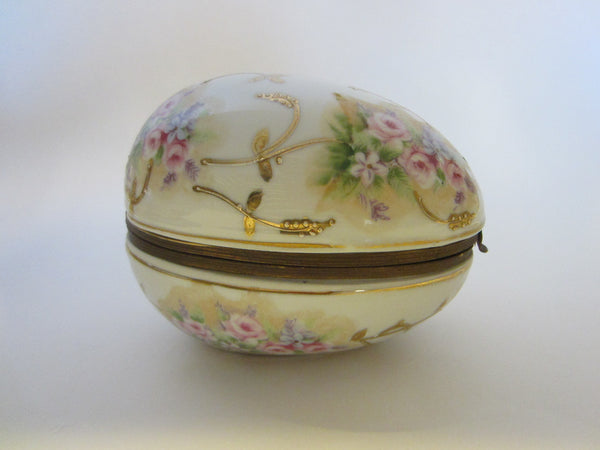 Royal Worcester Attribute Porcelain Egg Gilt Decorated Dresser Box - Designer Unique Finds 
 - 1