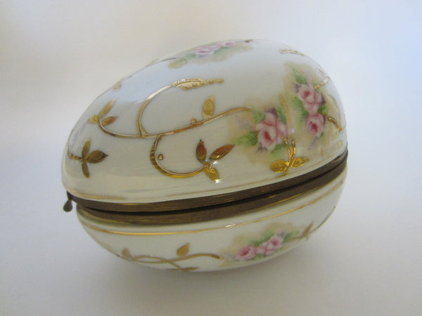 Royal Worcester Attribute Porcelain Egg Gilt Decorated Dresser Box - Designer Unique Finds 
 - 2