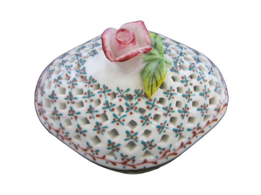 Royal Danube Rose Porcelain Box Pierced Decorated Diamond Shape - Designer Unique Finds 
 - 1