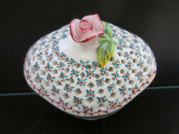 Royal Danube Rose Porcelain Box Pierced Decorated Diamond Shape - Designer Unique Finds 
 - 1