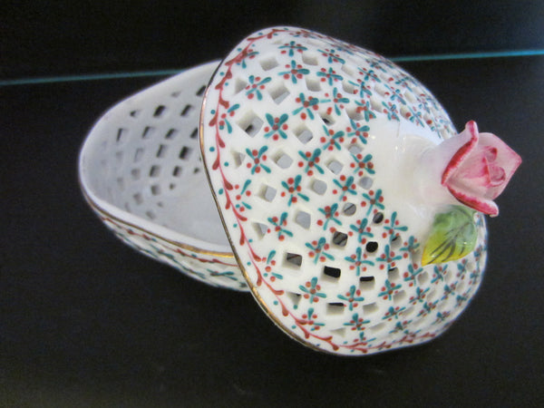 Royal Danube Rose Porcelain Box Pierced Decorated Diamond Shape - Designer Unique Finds 
 - 2