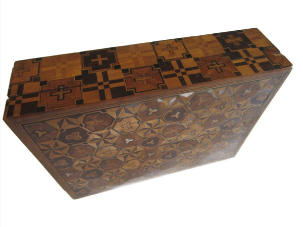 Parquetry Inlaid Marquetry Art Deco Rectangular Puzzle Style Insartia Box - Designer Unique Finds 
 - 4