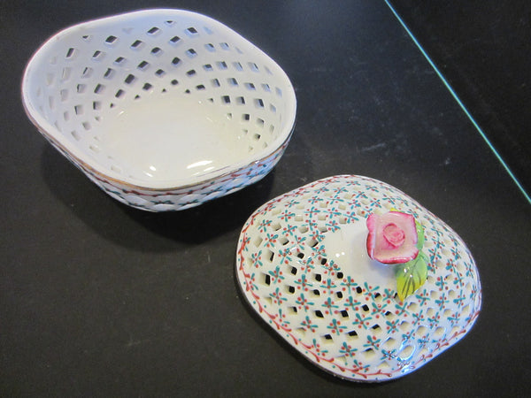 Royal Danube Rose Porcelain Box Pierced Decorated Diamond Shape - Designer Unique Finds 
 - 3