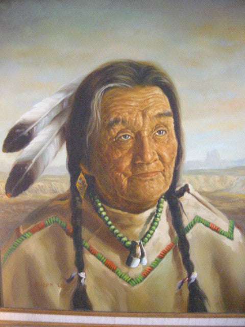 Joseph Lee Attribute Native Indian Portrait Painting - Designer Unique Finds 