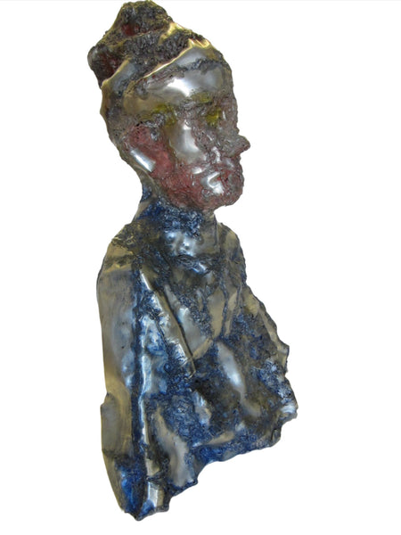A Hand Form Contemporary Tin Torso Signature Bust Sculpture 