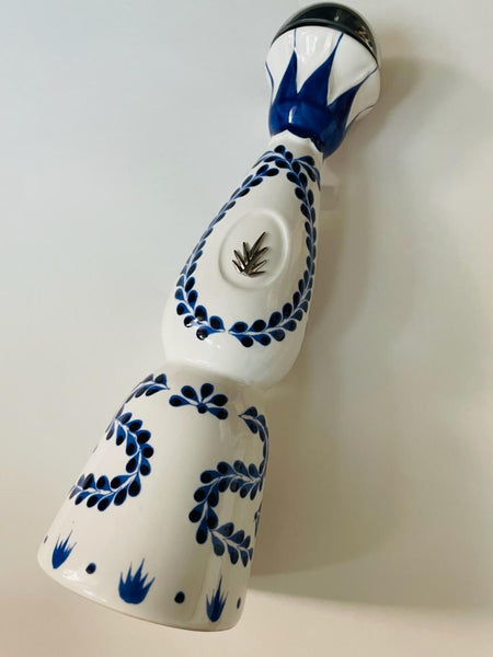 White Porcelain Bottle Cobalt Floral Empty Decorative Tequila Clase Azul Reposado