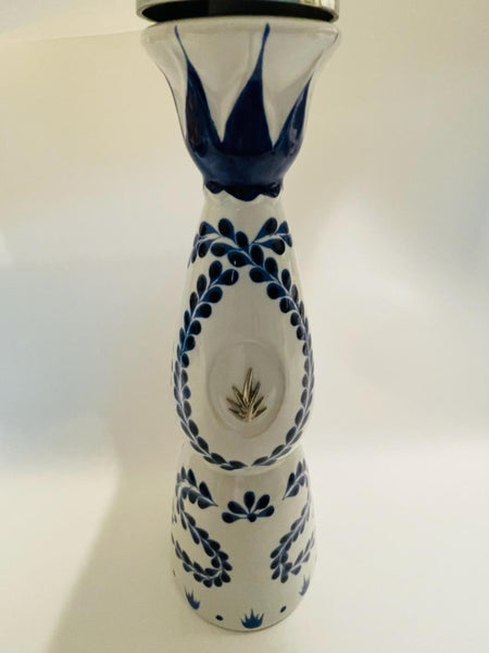 White Porcelain Bottle Cobalt Floral Empty Decorative Tequila Clase Azul Reposado