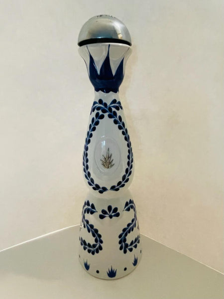 White Porcelain Bottle Cobalt Floral Empty Decorative Tequila Clase Azul Reposado